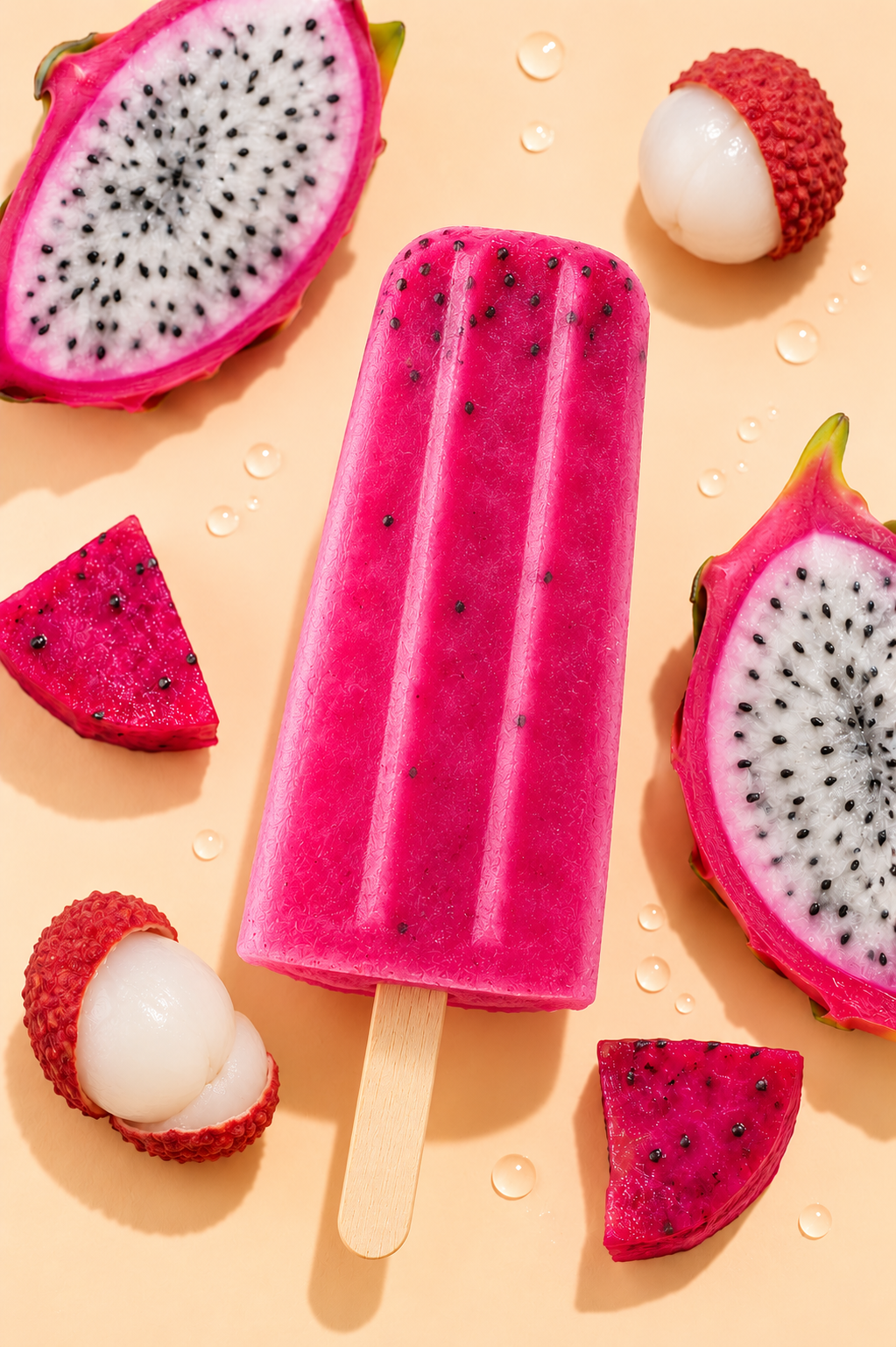 Moonflower icy pole with organic dragonfruit and lychee
